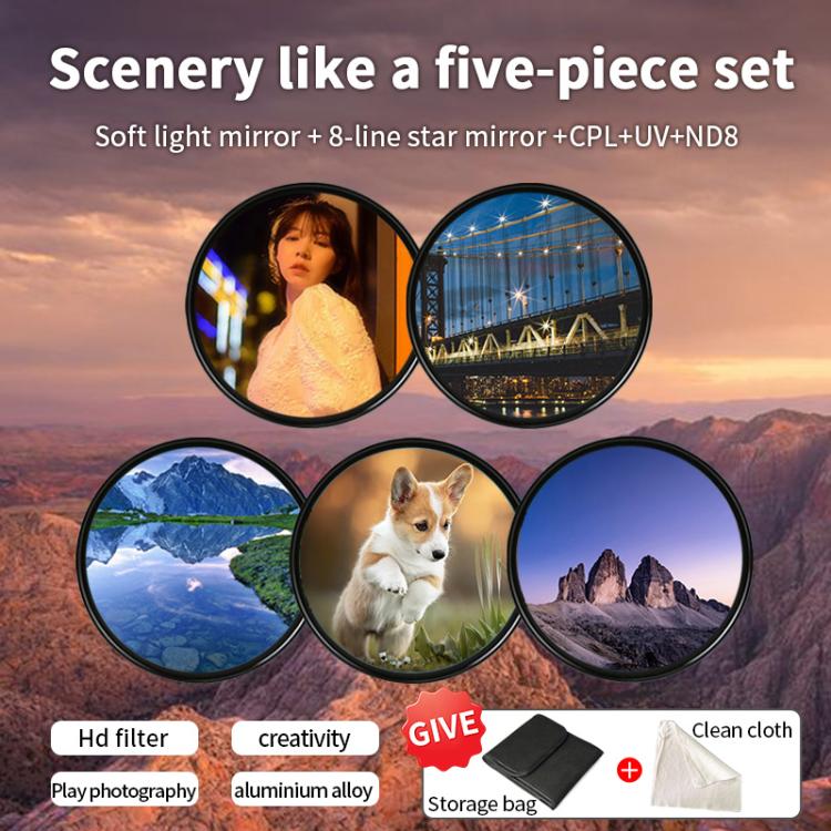 For Xiaomi 15 Ultra JSR Phone Lens Filter Kit, Filter:UV+CPL+ND8+Star+Mist