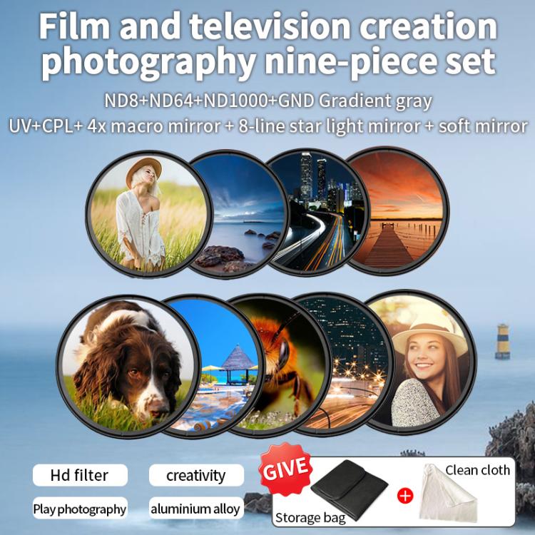For Xiaomi 15 Ultra JSR Phone Lens Filter Kit, Filter:9 in 1 Film Making