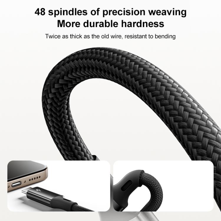 MOMAX DC85D Mag.Link 100W Type-C to Type-C 2 in 1 Magnetic Braided Data Cable, Length:1.5m - Black