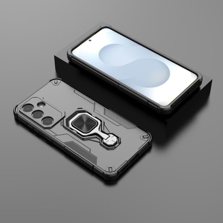 For Samsung Galaxy S25 5G Metal Kickstand TPU Hybrid PC Phone Case