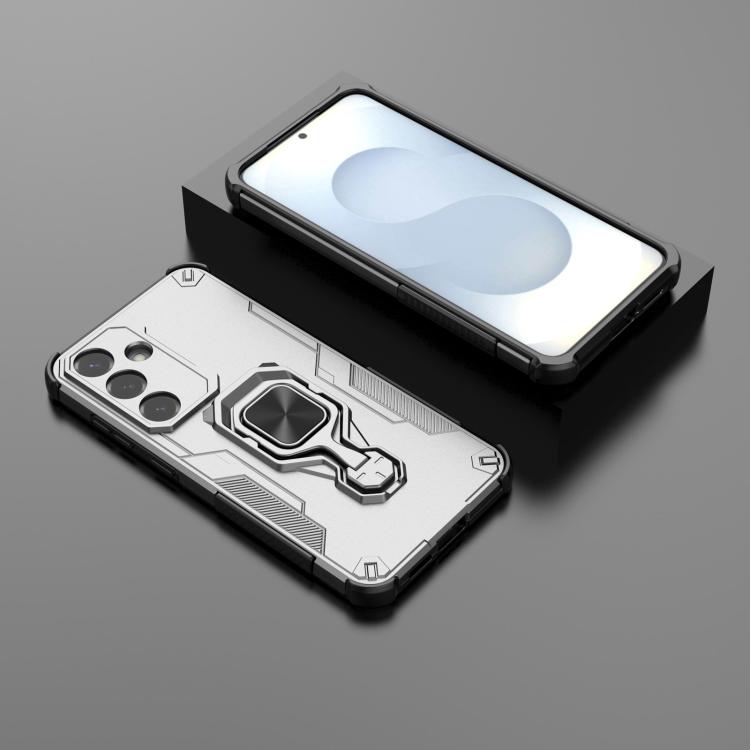 For Samsung Galaxy S25 5G Metal Kickstand TPU Hybrid PC Phone Case