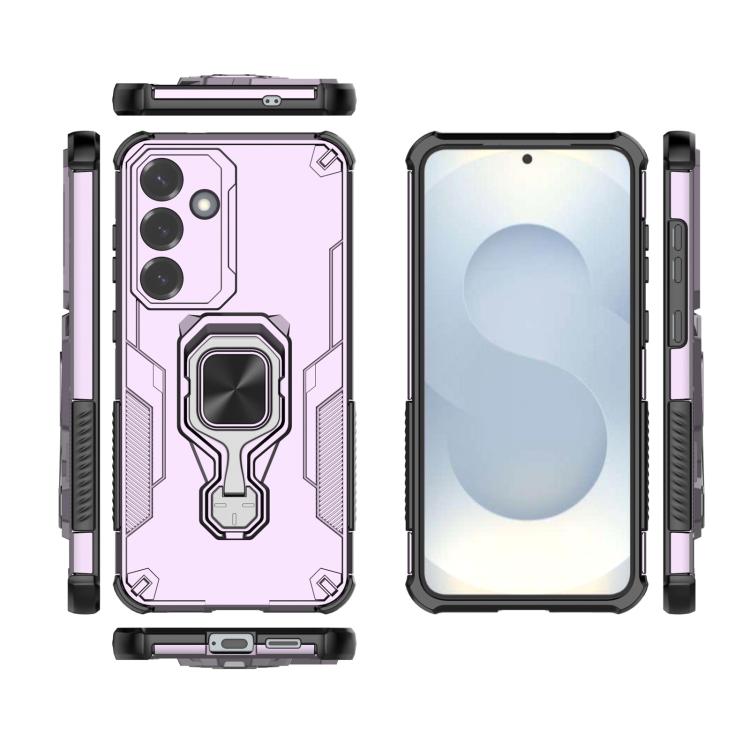 For Samsung Galaxy S25 5G Metal Kickstand TPU Hybrid PC Phone Case