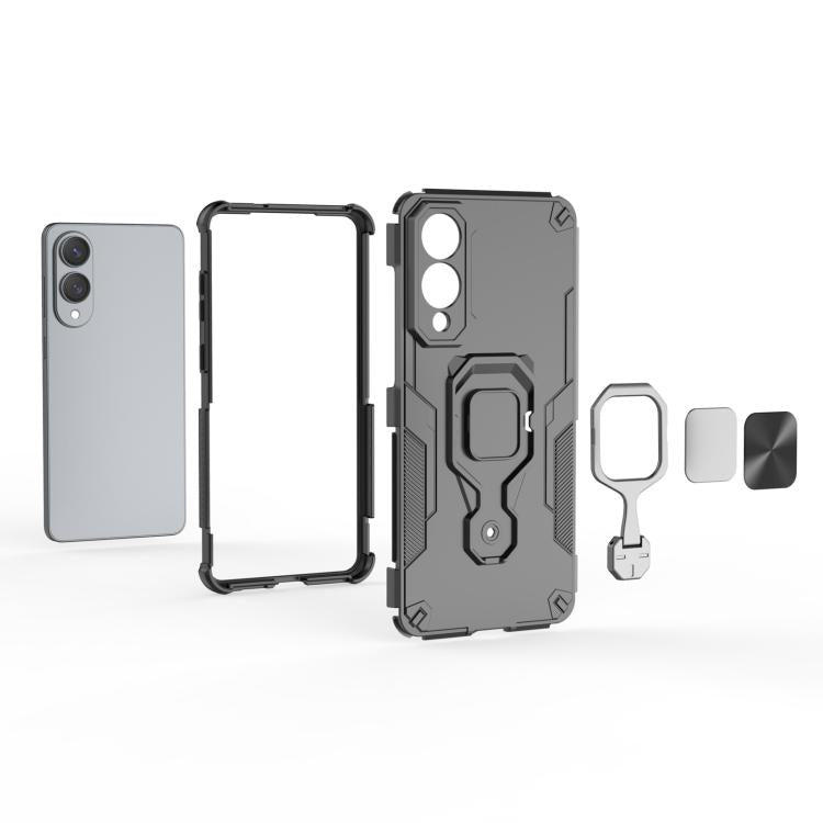 For Samsung Galaxy S25 Edge 5G Metal Kickstand TPU Hybrid PC Phone Case
