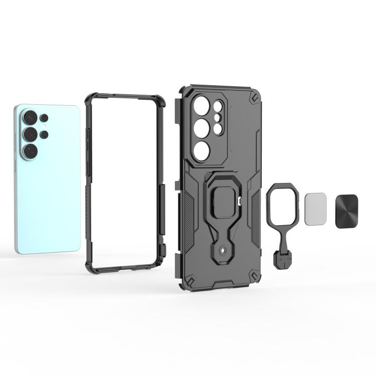For Samsung Galaxy S26 Ultra 5G Metal Kickstand TPU Hybrid PC Phone Case