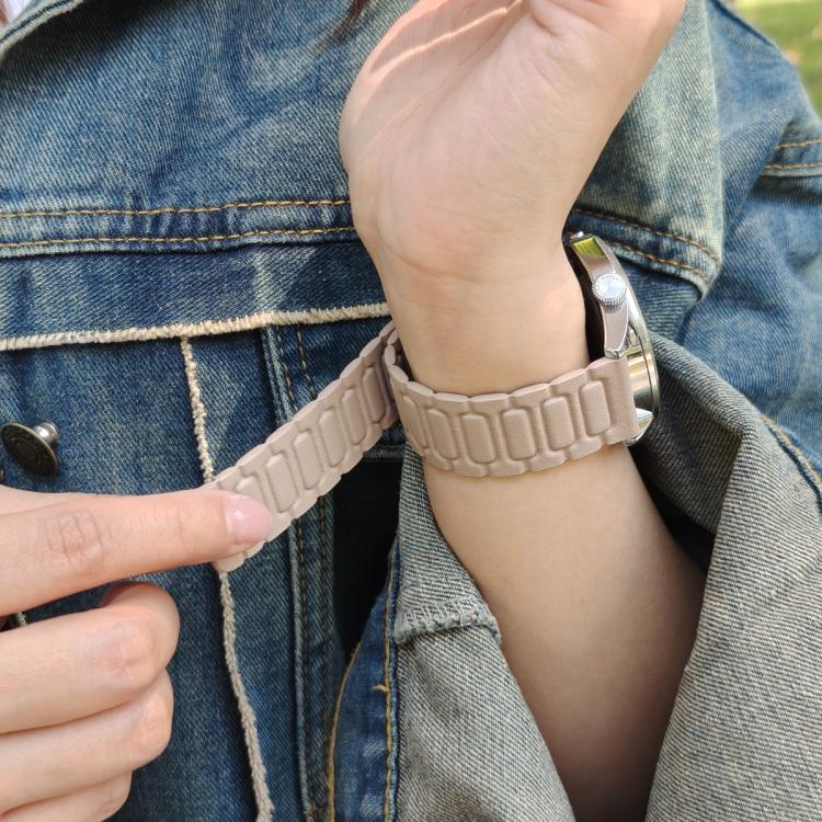 20mm I-shaped Three-piece Leather Magnetic Watch Band