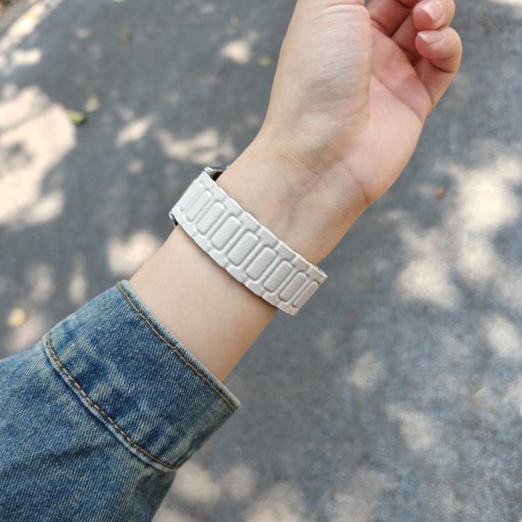 20mm I-shaped Three-piece Leather Magnetic Watch Band