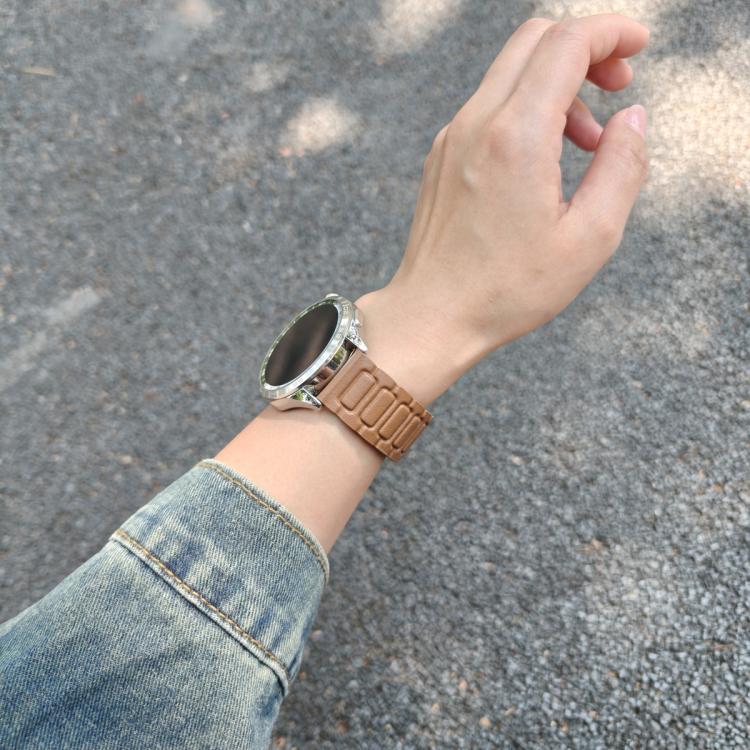20mm I-shaped Three-piece Leather Magnetic Watch Band