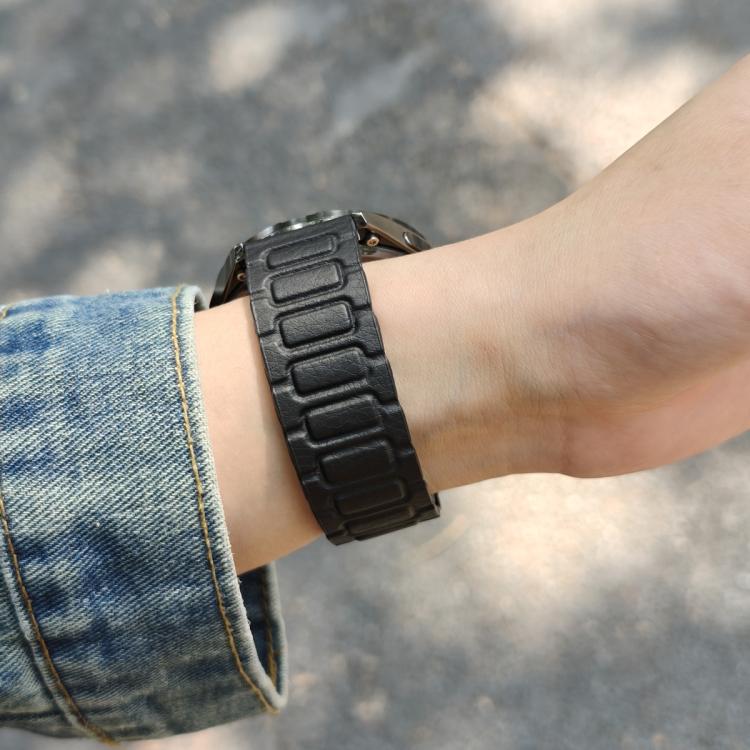 22mm I-shaped Three-piece Leather Magnetic Watch Band