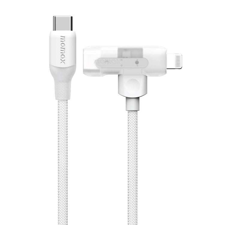 MOMAX DL56 1-Link Flow 60W Type-C to Type-C and 8 Pin Fast Charging Cable, Length:1.5m