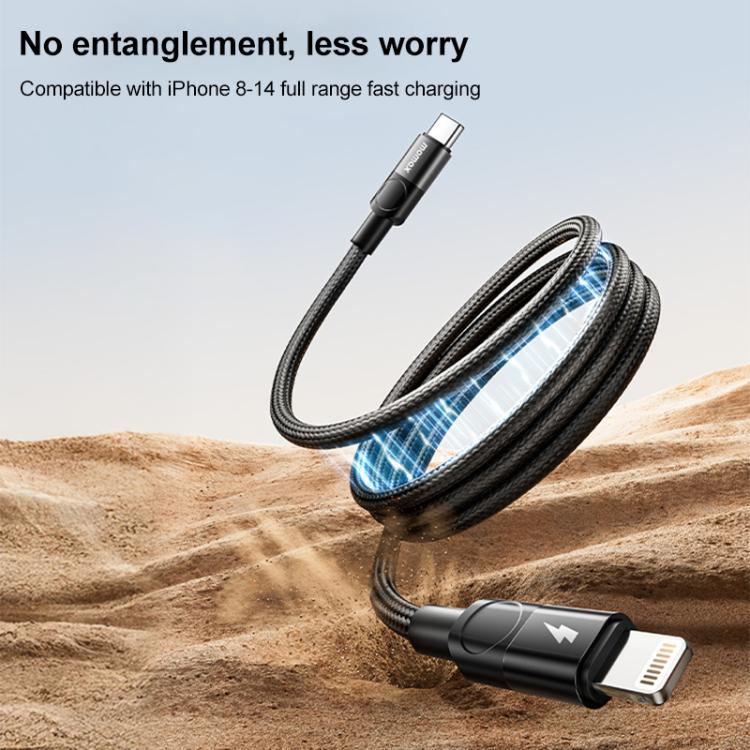 MOMAX DL57D Mag.Link 60W Type-C to 8 Pin Magnetic Braided Fast Charging Data Cable, Length:1m - Black