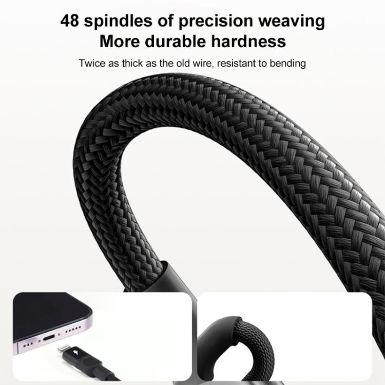 MOMAX DL57D Mag.Link 60W Type-C to 8 Pin Magnetic Braided Fast Charging Data Cable, Length:1m - Black