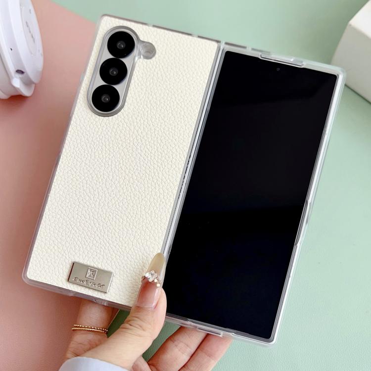 For Samsung Galaxy Z Fold Special Transparent Edge Litchi Texture Phone Case
