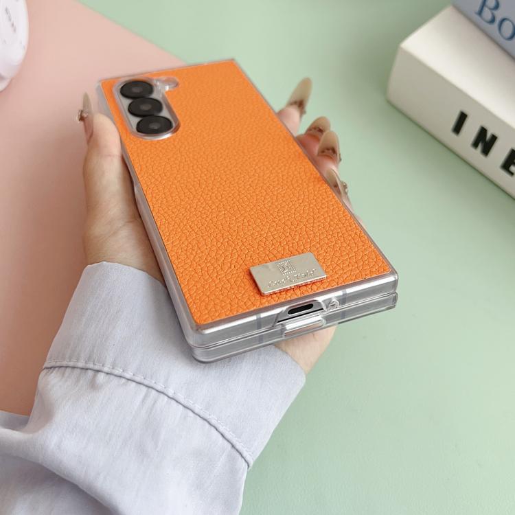 For Samsung Galaxy Z Fold4 Transparent Edge Litchi Texture Phone Case