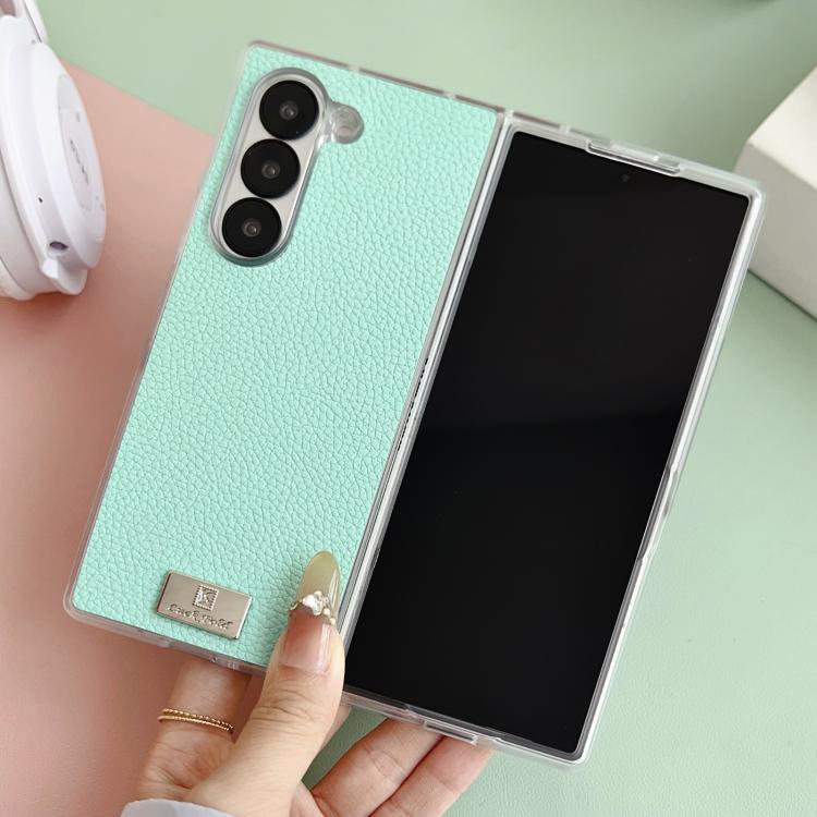 For Samsung Galaxy Z Fold6 Transparent Edge Litchi Texture Phone Case