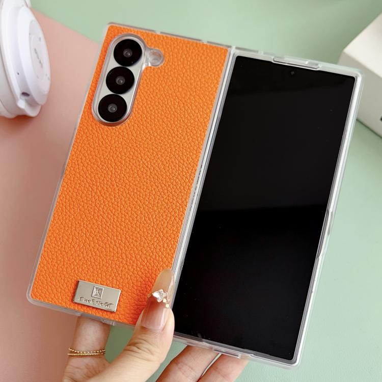 For Samsung Galaxy Z Fold6 Transparent Edge Litchi Texture Phone Case