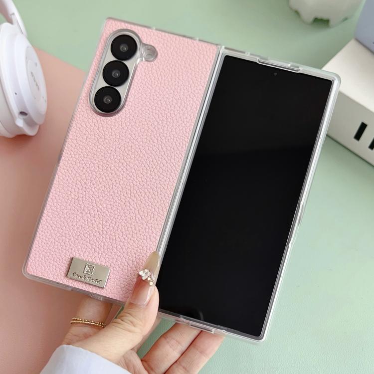 For Samsung Galaxy Z Fold6 Transparent Edge Litchi Texture Phone Case