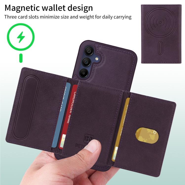 For Samsung Galaxy A15 5G BETOPNICE Horizontal Flip Detachable MagSafe Wallet Phone Case