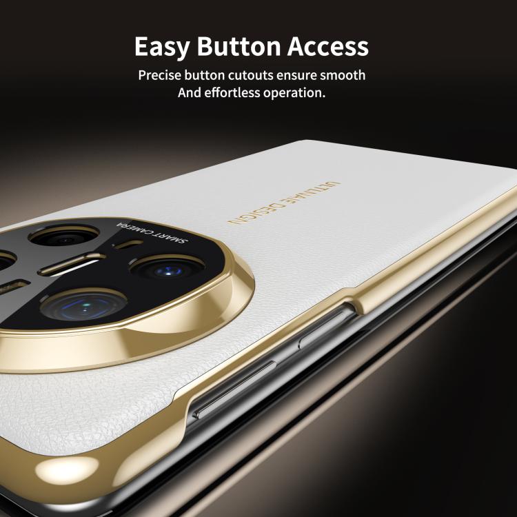 For Huawei Mate X6 Gold Flip Fold Smart Window MagSafe Leather Phone Case