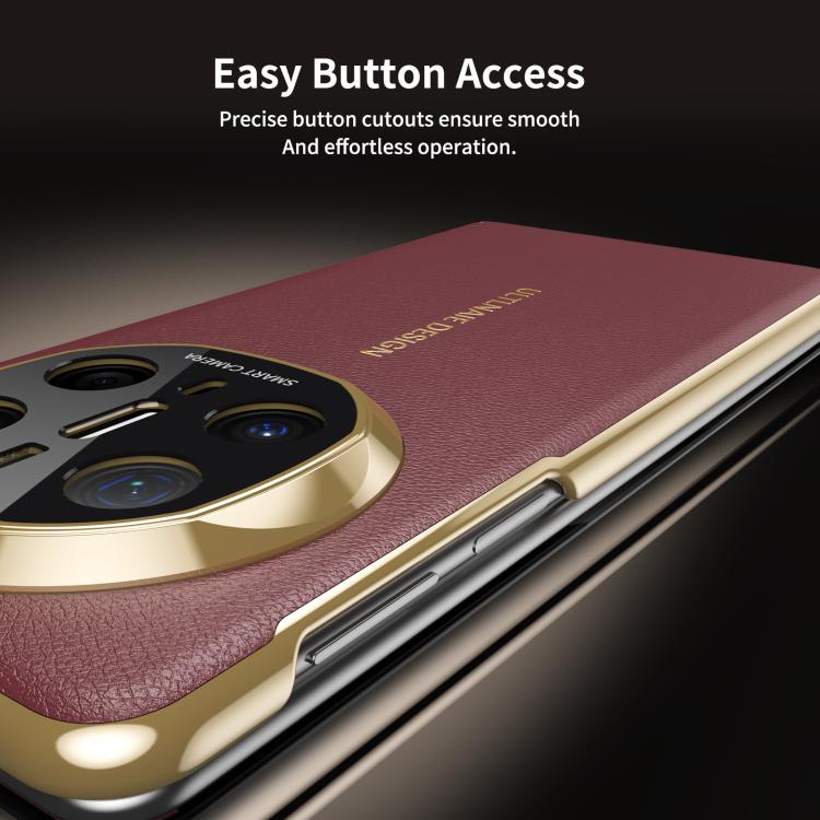 For Huawei Mate X6 Gold Flip Fold Smart Window MagSafe Leather Phone Case