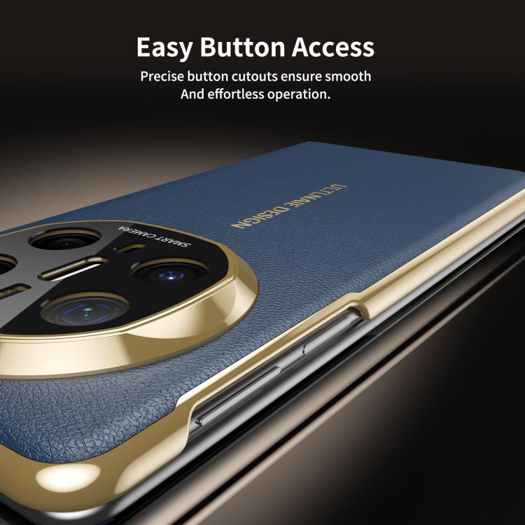 For Huawei Mate X6 Gold Flip Fold Smart Window MagSafe Leather Phone Case