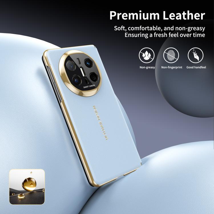 For Huawei Mate X6 Gold Flip Fold Smart Window MagSafe Leather Phone Case
