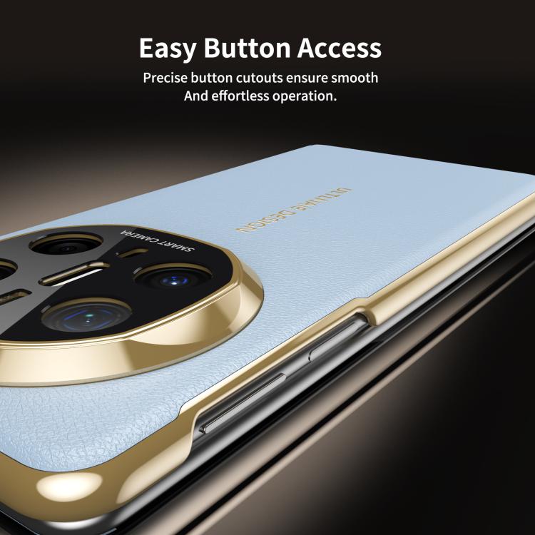 For Huawei Mate X6 Gold Flip Fold Smart Window MagSafe Leather Phone Case