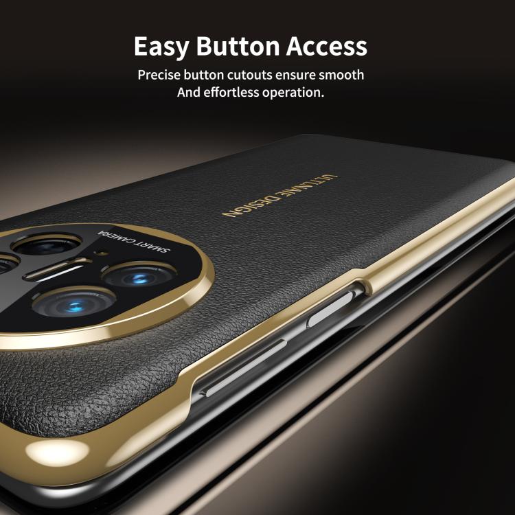 For Huawei Mate X5 Gold Flip Fold Smart Window MagSafe Leather Phone Case