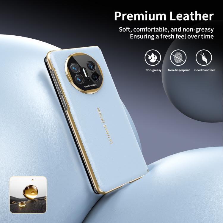 For Huawei Mate X5 Gold Flip Fold Smart Window MagSafe Leather Phone Case