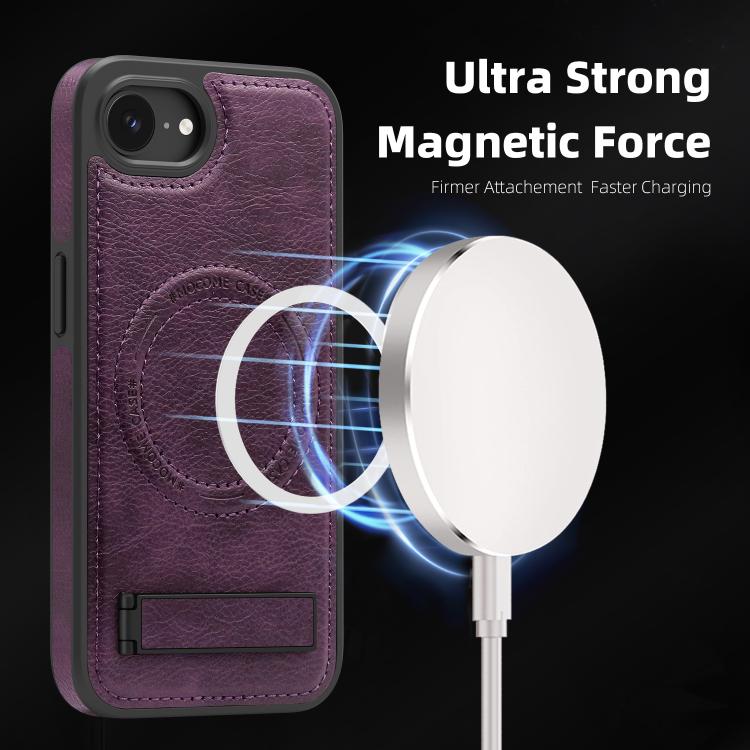 For iPhone 17e / 16e Multi-function Holder MagSafe PU Phone Case