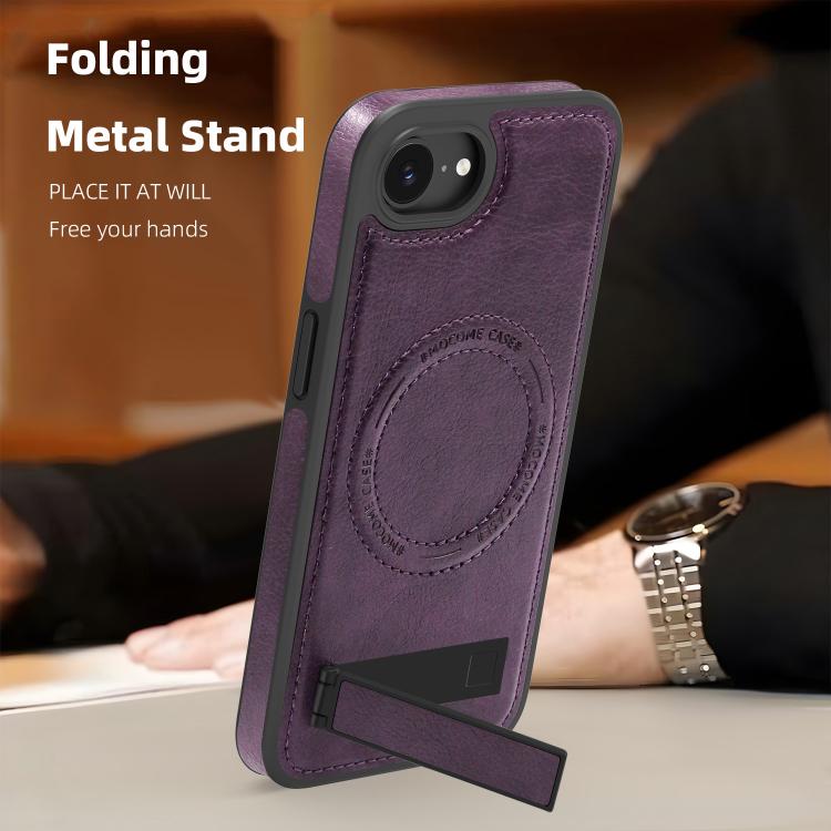 For iPhone 17e / 16e Multi-function Holder MagSafe PU Phone Case