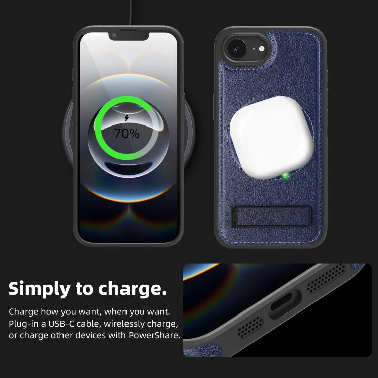 For iPhone 17e / 16e Multi-function Holder MagSafe PU Phone Case