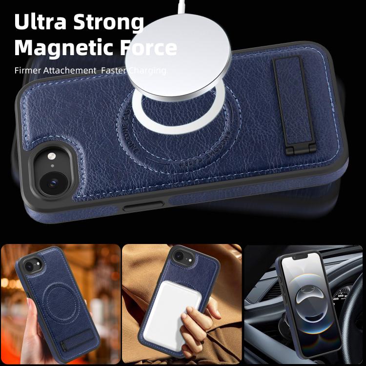 For iPhone 17e / 16e Multi-function Holder MagSafe PU Phone Case