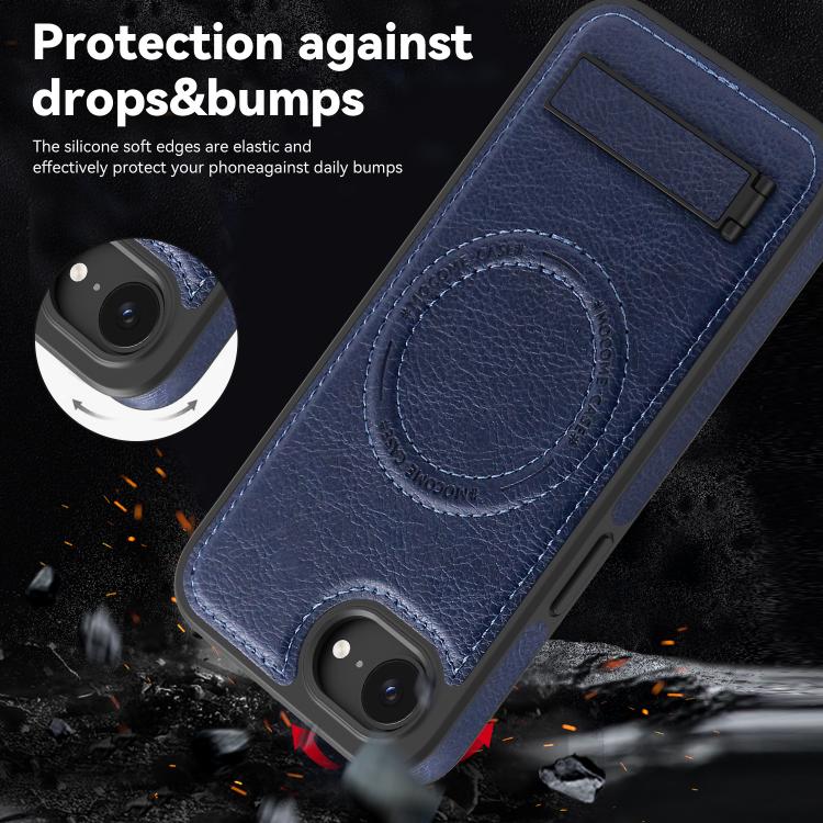 For iPhone 17e / 16e Multi-function Holder MagSafe PU Phone Case