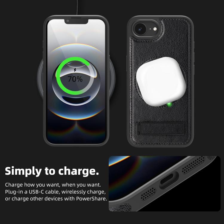 For iPhone 17e / 16e Multi-function Holder MagSafe PU Phone Case