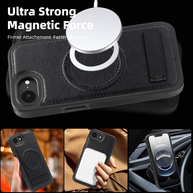For iPhone 17e / 16e Multi-function Holder MagSafe PU Phone Case