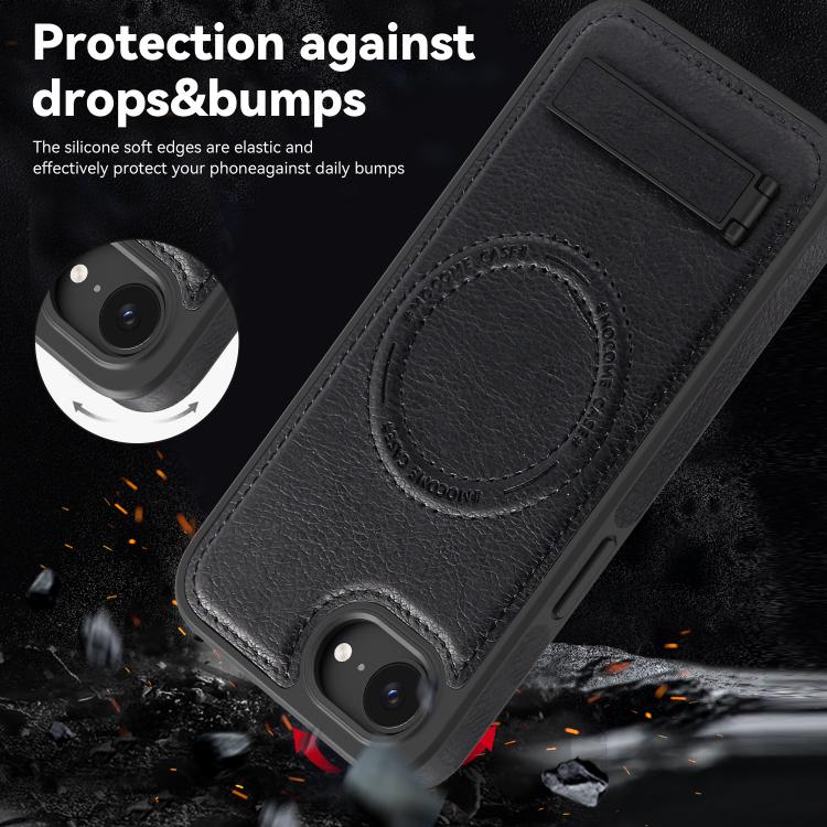 For iPhone 17e / 16e Multi-function Holder MagSafe PU Phone Case