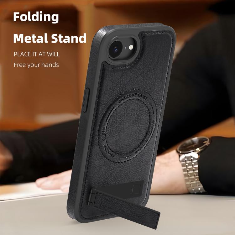 For iPhone 17e / 16e Multi-function Holder MagSafe PU Phone Case