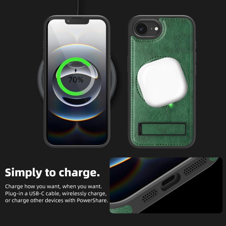 For iPhone 17e / 16e Multi-function Holder MagSafe PU Phone Case