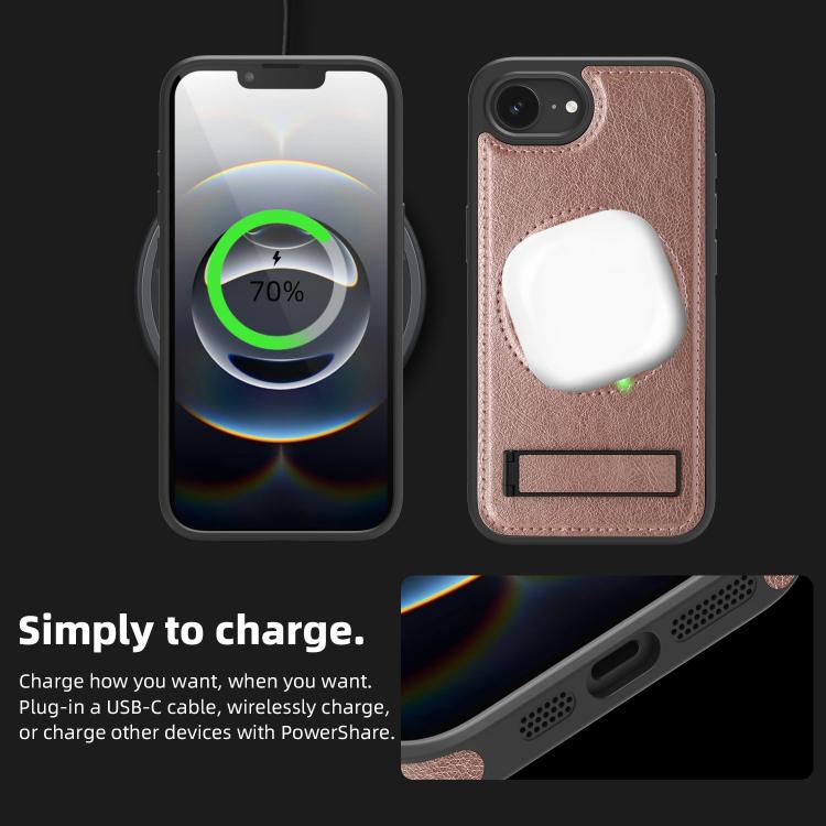 For iPhone 17e / 16e Multi-function Holder MagSafe PU Phone Case