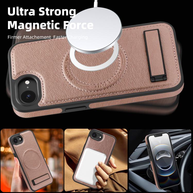For iPhone 17e / 16e Multi-function Holder MagSafe PU Phone Case