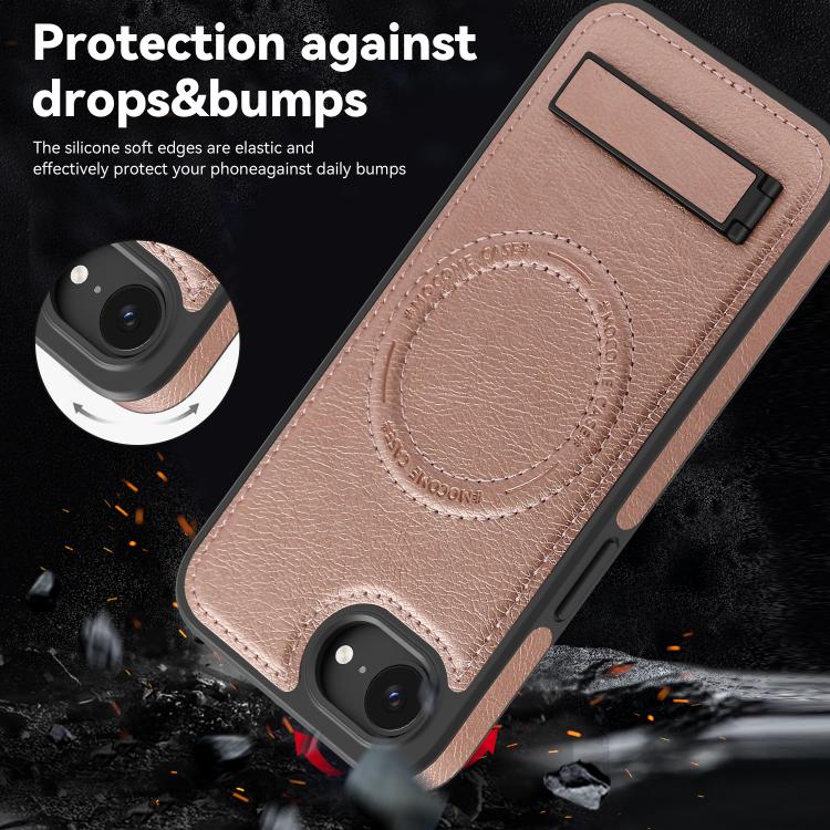 For iPhone 17e / 16e Multi-function Holder MagSafe PU Phone Case