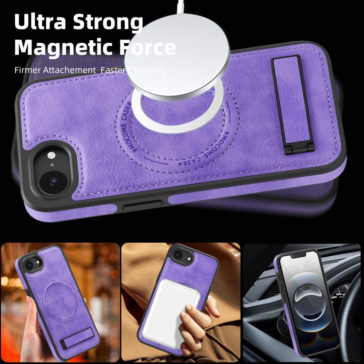 For iPhone 17e / 16e Multi-function Holder MagSafe PU Phone Case