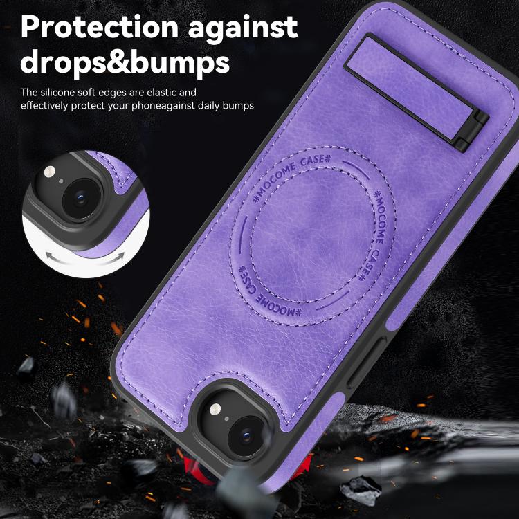 For iPhone 17e / 16e Multi-function Holder MagSafe PU Phone Case