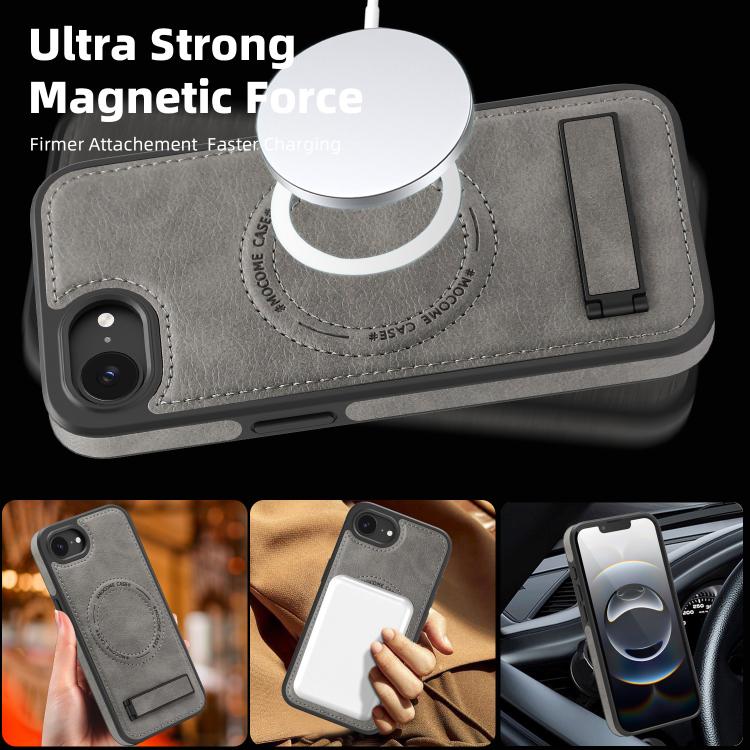 For iPhone 17e / 16e Multi-function Holder MagSafe PU Phone Case