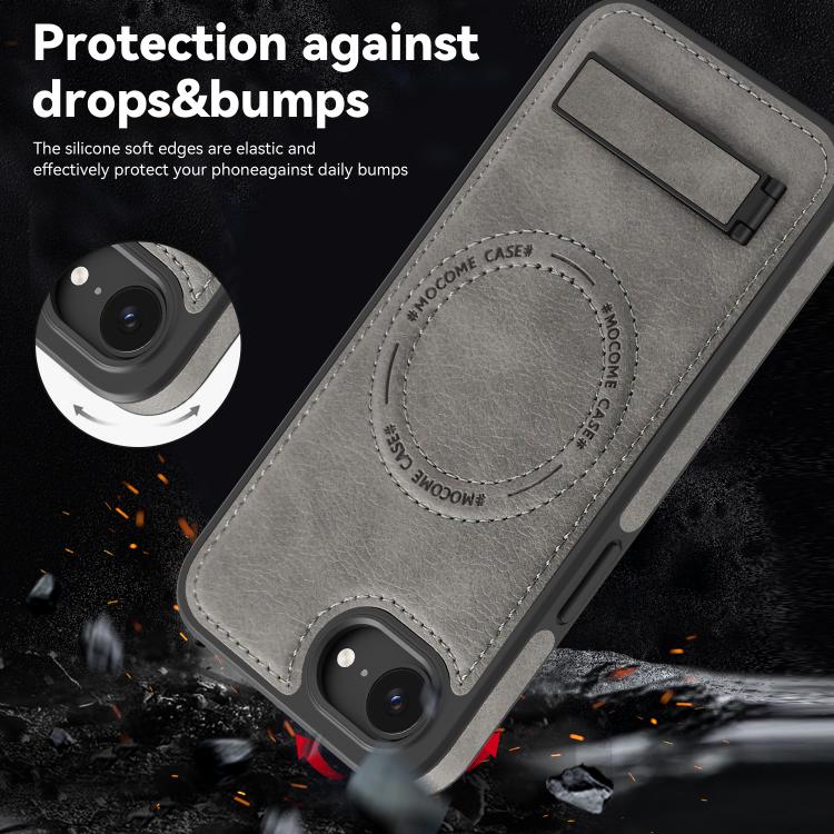 For iPhone 17e / 16e Multi-function Holder MagSafe PU Phone Case