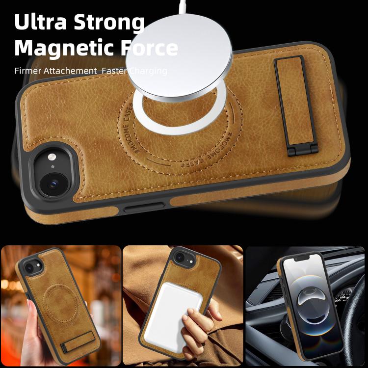 For iPhone 17e / 16e Multi-function Holder MagSafe PU Phone Case