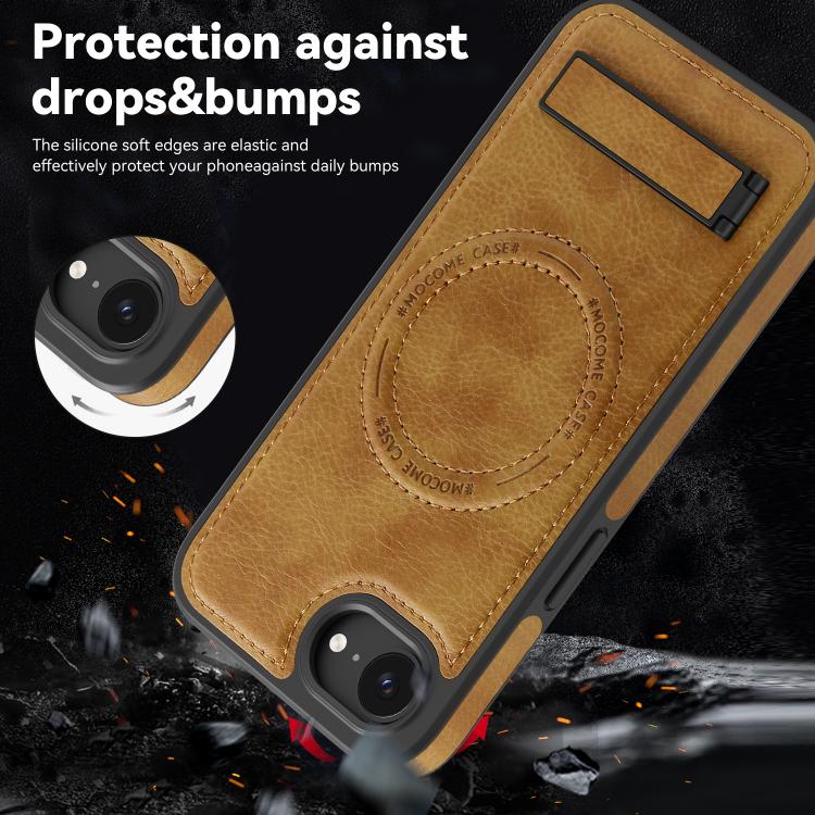 For iPhone 17e / 16e Multi-function Holder MagSafe PU Phone Case