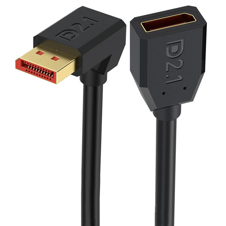 DP2.1 Male to DP2.1 Female Upper Elbow 52Gbps 16K 30Hz DisplayPort Extension Adapter Cable, Length: 15cm - Black