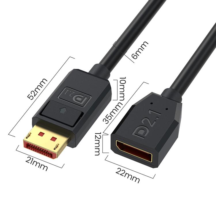 DP2.1 Male to DP2.1 Female Right Elbow 52Gbps 16K 30Hz DisplayPort Extension Adapter Cable, Length: 15cm - Black