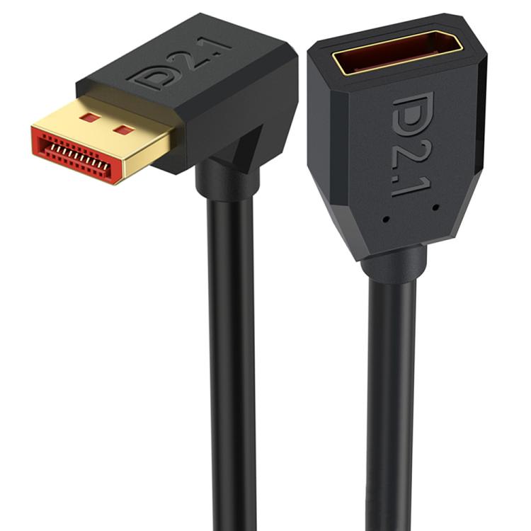 DP2.1 Male to DP2.1 Female Down Elbow 52Gbps 16K 30Hz DisplayPort Extension Adapter Cable, Length: 50cm - Black